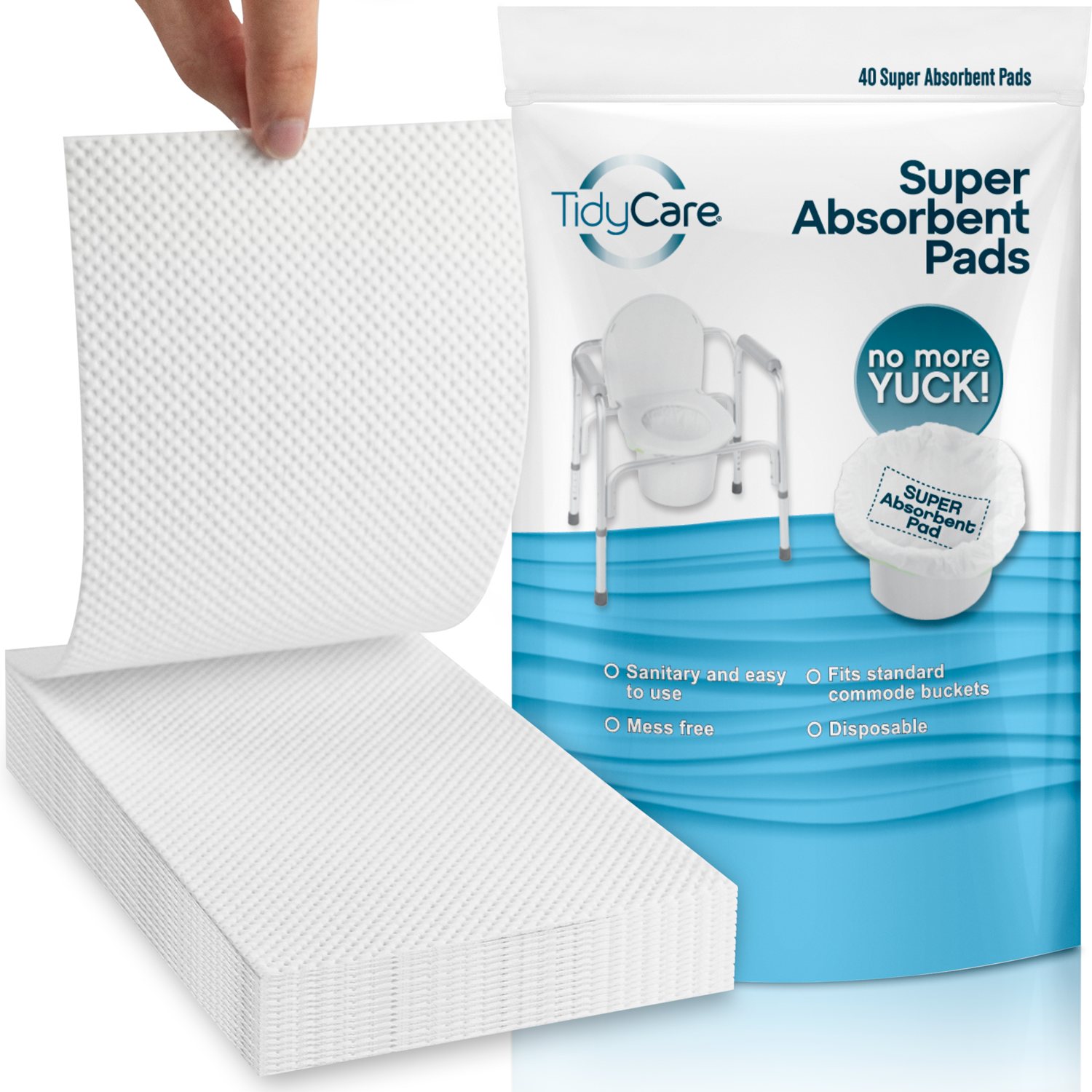 TidyCare Absorbent Commode Pads for Portable Bedside Toilet Chair