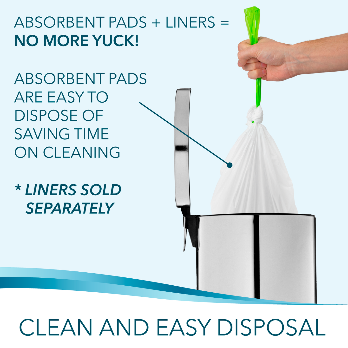 TidyCare Absorbent Commode Pads for Portable Bedside Toilet Chair Buckets and Bedpans | Value Pack of 40 | Disposable, Reduces Odor from Liquid Waste